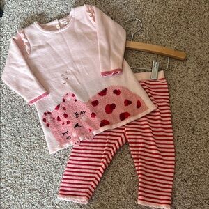 Catimini Pink and Red cat sweater set